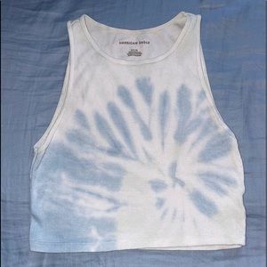 american eagle white and blue crop tank top!